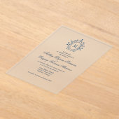 Teal Monogram Acrylic Wedding Invitation アクリル招待状 (レイダウン)