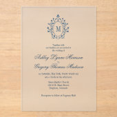 Teal Monogram Acrylic Wedding Invitation アクリル招待状 (正面)