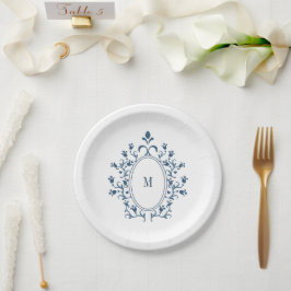 Teal Monogram Plate ペーパープレート