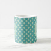 Teal Monogram Polka Dot Pattern コーヒーマグカップ (中央)