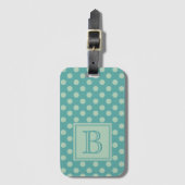 Teal Monogram Polka Dot Pattern ラゲッジタグ (正面縦)