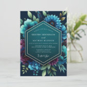 Teal Moody Bloom Wedding 招待状 (スタンド正面)