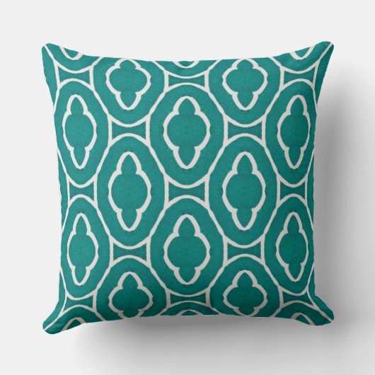  Teal Moroccan Trellis Pattern クッション (裏面)