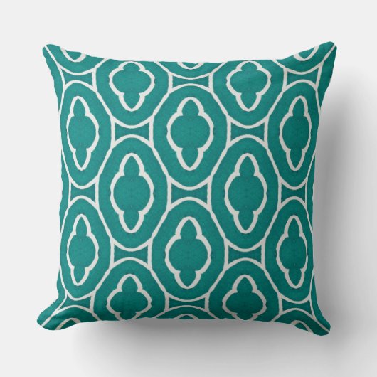 Teal Moroccan Trellis Pattern クッション (正面)