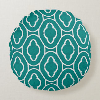  Teal Moroccan Trellis Pattern ラウンドクッション