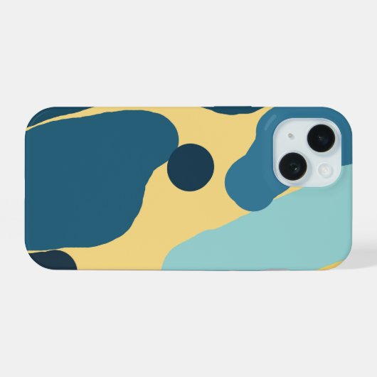 Teal & Mustard Abstract Cover — Modern Minimalist  iPhone 15ケース (裏面横)