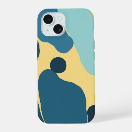 Teal & Mustard Abstract Cover — Modern Minimalist  iPhone 15ケース