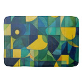 Teal & Mustard Abstract Geometric Mosaic Bath Mat バスマット (正面)