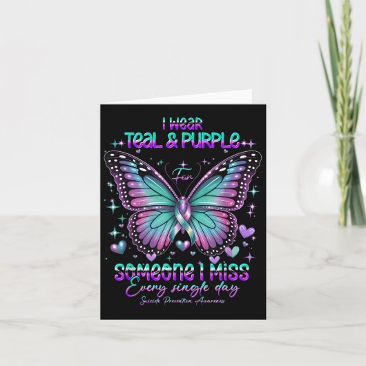 Teal N Purple Butterfly Suicide Prevention Awarene カード (正面)