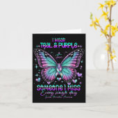 Teal N Purple Butterfly Suicide Prevention Awarene カード (黄色い花)