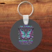 Teal N Purple Butterfly Suicide Prevention Awarene キーホルダー (正面)