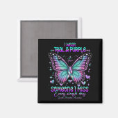 Teal N Purple Butterfly Suicide Prevention Awarene マグネット (正面/裏面)