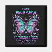 Teal N Purple Butterfly Suicide Prevention Awarene マグネット (正面)