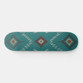 Teal Navajo Tribal Geometric Pattern スケートボード (横)