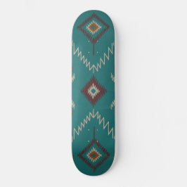 Teal Navajo Tribal Geometric Pattern スケートボード