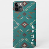 Teal Navajo Tribal Geometric Pattern Phone Case iPhoneケース (裏面)