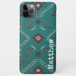 Teal Navajo Tribal Geometric Pattern Phone Case iPhone 11Pro Maxケース