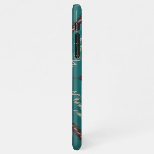 Teal Navajo Tribal Geometric Pattern Phone Case iPhoneケース (左側)
