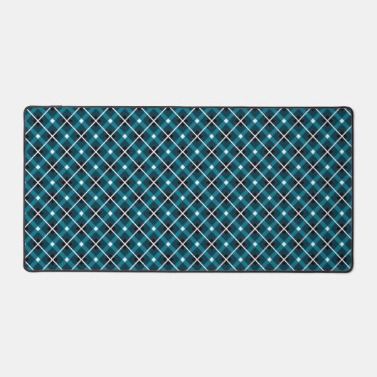 Teal & Navy Geometric Grid Pattern デスクマット (正面)