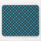 Teal & Navy Geometric Grid Pattern マウスパッド (正面)