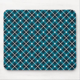 Teal & Navy Geometric Grid Pattern マウスパッド