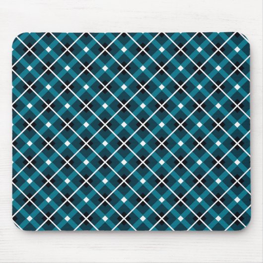 Teal & Navy Geometric Grid Pattern マウスパッド (正面)