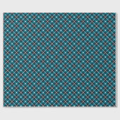 Teal & Navy Geometric Grid Pattern ラッピングペーパー (フラット)