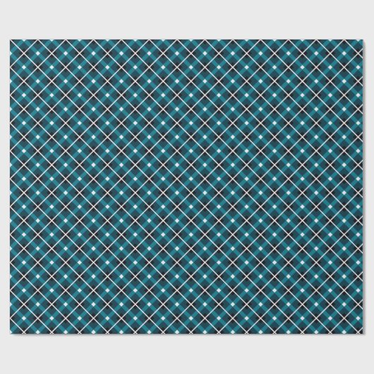 Teal & Navy Geometric Grid Pattern ラッピングペーパー (フラット)
