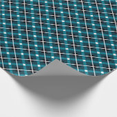 Teal & Navy Geometric Grid Pattern ラッピングペーパー (角)