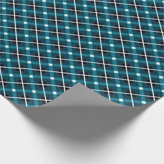 Teal & Navy Geometric Grid Pattern ラッピングペーパー (角)