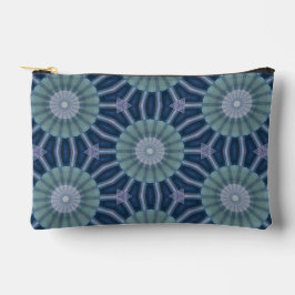 Teal & Navy Geometric Kaleidoscope Pattern アクセサリーポーチ