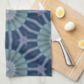 Teal & Navy Geometric Kaleidoscope Pattern キッチンタオル (四つ折り)