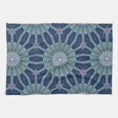 Teal & Navy Geometric Kaleidoscope Pattern キッチンタオル (横)