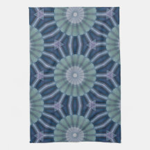 Teal & Navy Geometric Kaleidoscope Pattern
