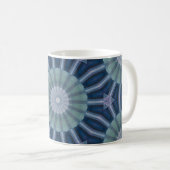 Teal & Navy Geometric Kaleidoscope Pattern コーヒーマグカップ (正面右)