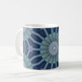 Teal & Navy Geometric Kaleidoscope Pattern コーヒーマグカップ (正面左)