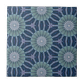 Teal & Navy Geometric Kaleidoscope Pattern タイル (正面)