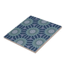 Teal & Navy Geometric Kaleidoscope Pattern