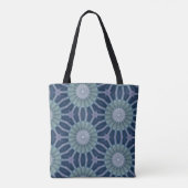 Teal & Navy Geometric Kaleidoscope Pattern トートバッグ (裏面)