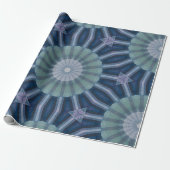 Teal & Navy Geometric Kaleidoscope Pattern ラッピングペーパー (アンロールド)