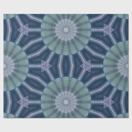 Teal & Navy Geometric Kaleidoscope Pattern ラッピングペーパー (シーム)
