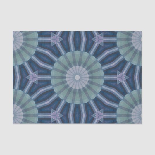 Teal & Navy Geometric Kaleidoscope Pattern 薄葉紙 (正面)