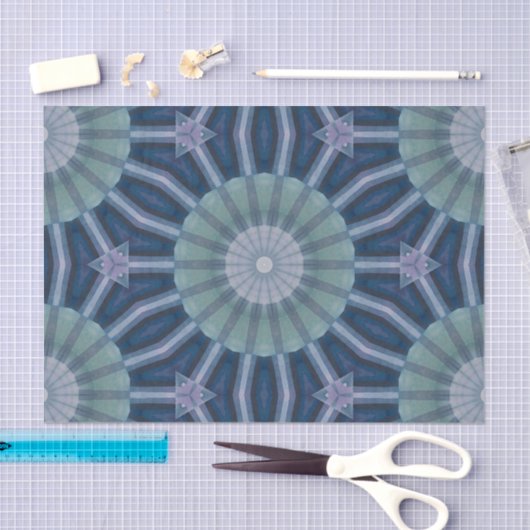 Teal & Navy Geometric Kaleidoscope Pattern 薄葉紙 (クラフト)