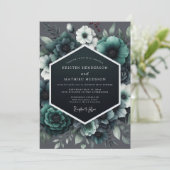 Teal Noir Anemone Wedding 招待状 (スタンド正面)
