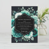 Teal Noir Botanical Wedding 招待状 (スタンド正面)