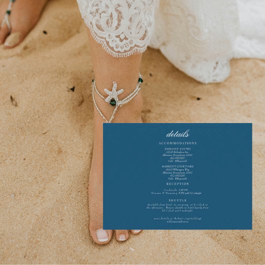 Teal Ocean Breeze Wedding Details Enclosure 招待状