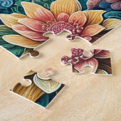 Teal Ocean Wave With  Turtle ジグソーパズル (側面)