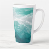 Teal Ocean Waves Abstract Dream  カフェラテマグ (右)