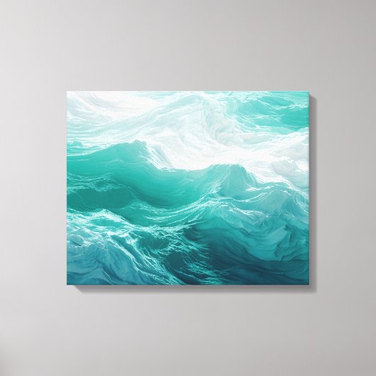 Teal Ocean Waves Abstract Dream  キャンバスプリント (正面)