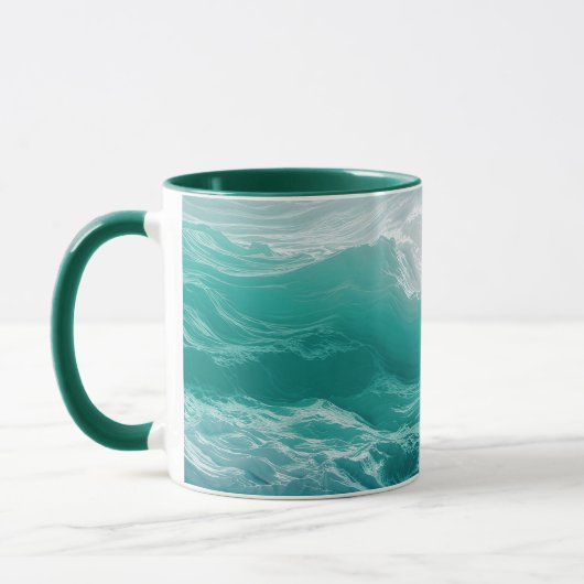 Teal Ocean Waves Abstract Dream  マグカップ (左)